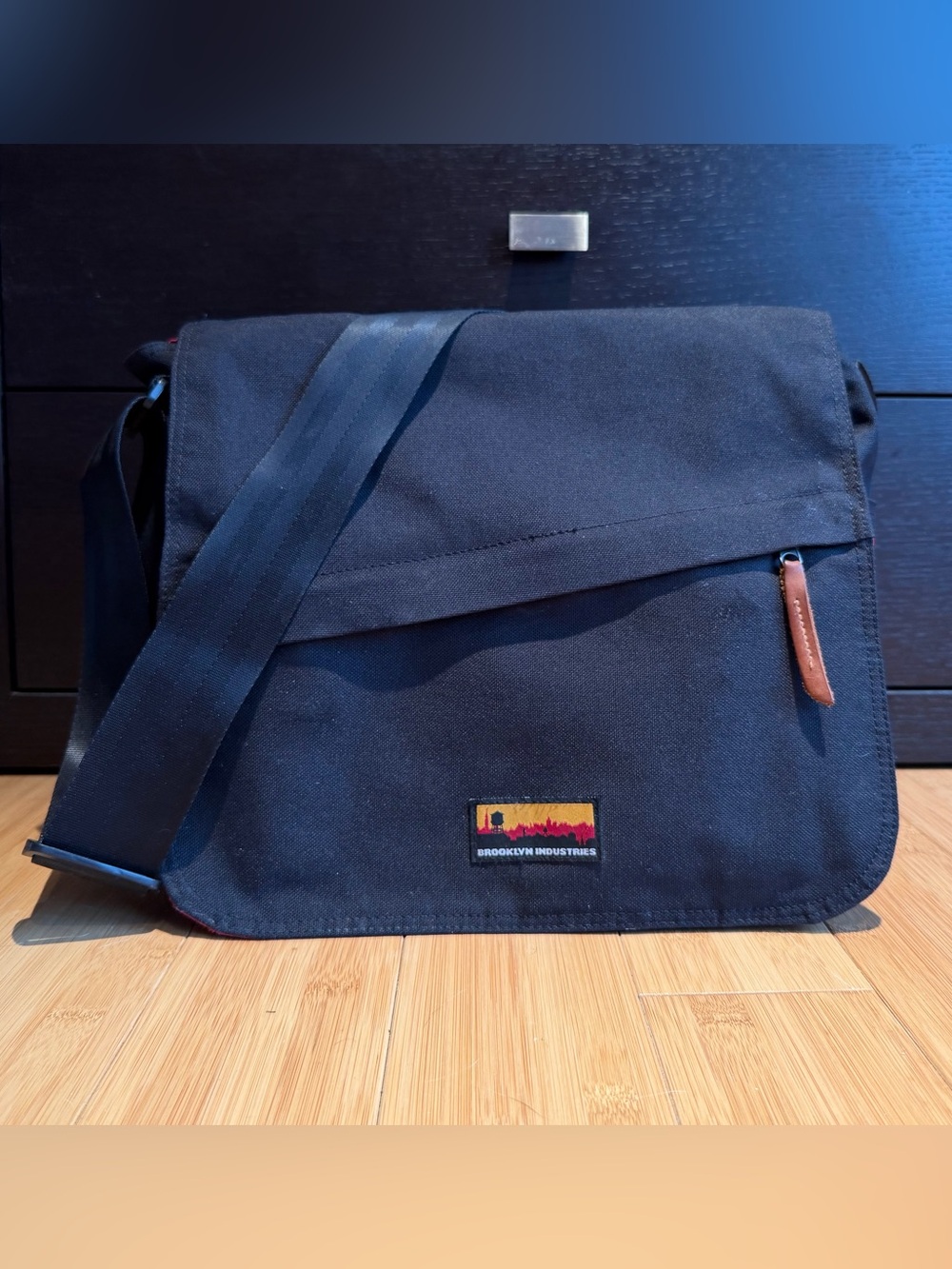 Brooklyn Industries Black Messenger with Skyline Patch